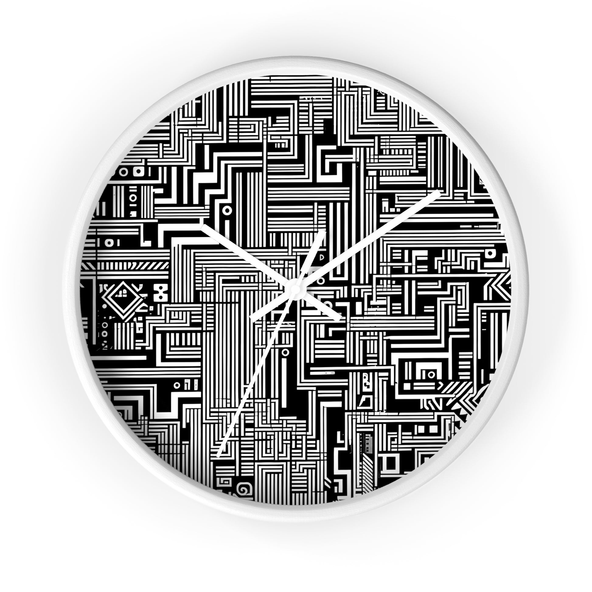 White Circuit Design Wall Clock, a tech-inspired timepiece perfect for contemporary design wall clock enthusiasts, featuring unique circuitry patterns and precision time-telling features for chic home accessories.