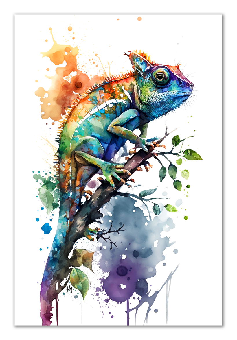 Chameleon Wall Art from the Wildlife Collection, a vivid portrayal on canvas capturing the unique essence of this adaptable creature, perfect for enthusiasts of nature-inspired decor and chic home accessories.