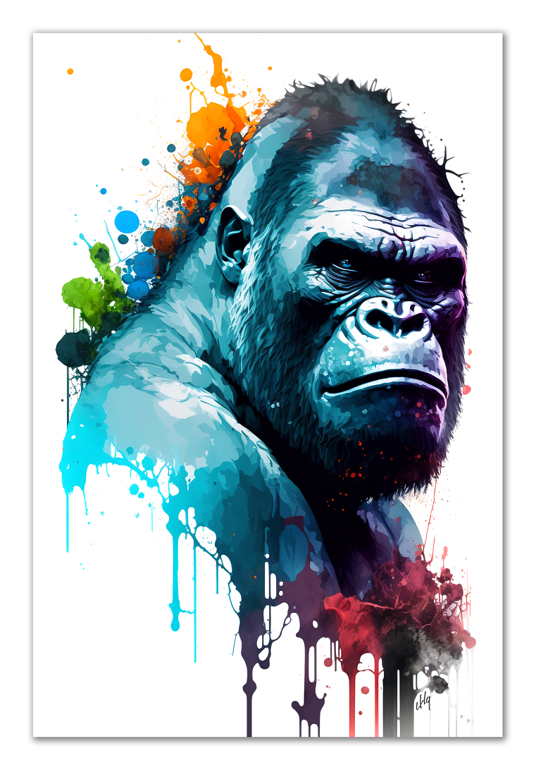 Gorilla Wall Art from the Wildlife Collection, a captivating depiction on canvas, showcasing the powerful presence and depth of this magnificent primate. A must-have for modern wall art aficionados, nature-inspired gallery displays, bold canvas masterpieces, and contemporary art decor enthusiasts.