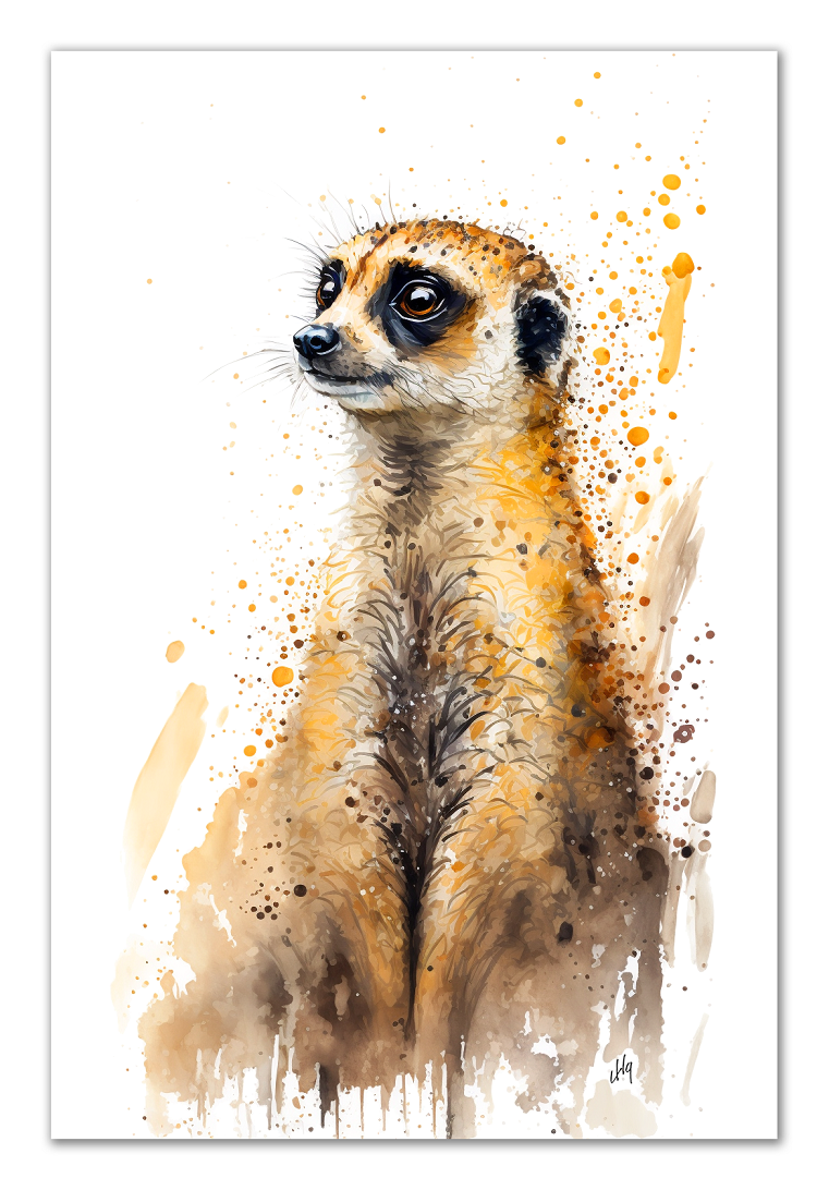 Meerkat Wall Art from the Wildlife Collection, an expressive portrayal on canvas, bringing to life the curious and watchful nature of this desert dweller. A treasure for those who appreciate distinctive wall art, nature-themed gallery showcases, memorable canvas artworks, and a touch of the wild in contemporary home interiors.