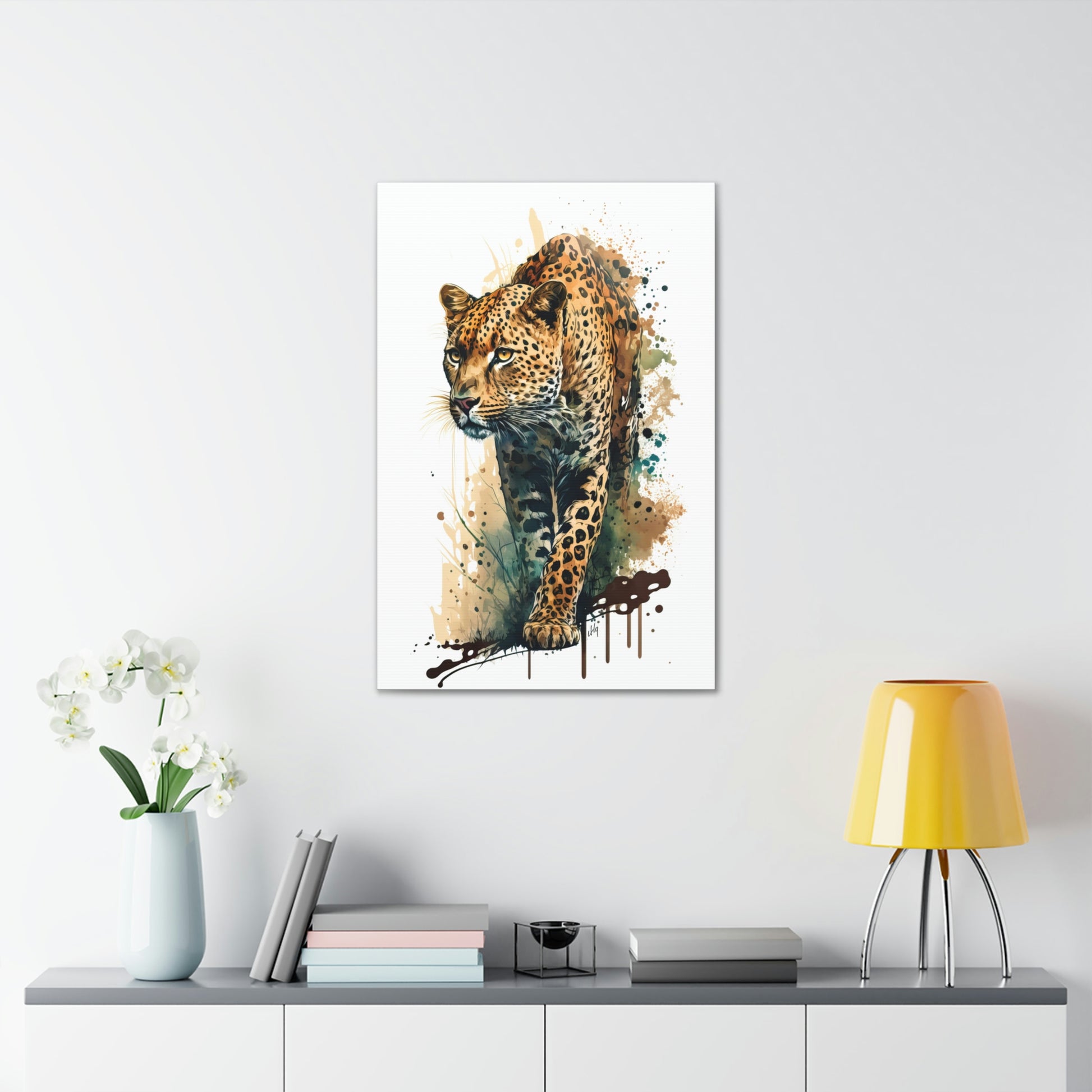 Leopard Wall Art from the Wildlife Collection, a stunning visual on canvas that captures the sleek elegance and stealth of this big cat. Ideal for enthusiasts of exquisite wall art, nature-inspired gallery settings, vibrant canvas depictions, and a blend of wilderness and contemporary home decor elegance.