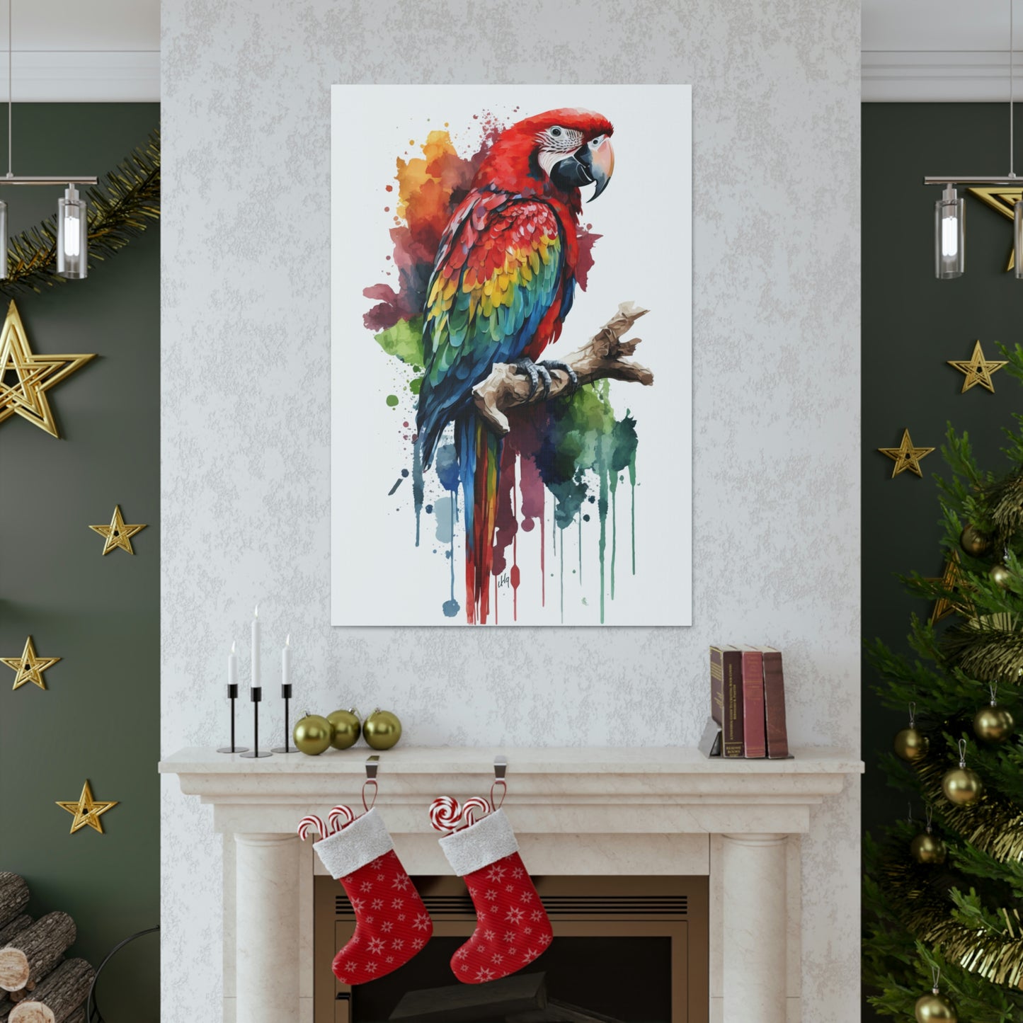 Macaw Wall Art from the Wildlife Collection, a vibrant and detailed depiction on canvas, showcasing the dazzling colors and spirit of this tropical parrot. Perfect for admirers of radiant wall art, nature-inspired gallery spaces, captivating canvas presentations, and a tropical touch to modern home decor.