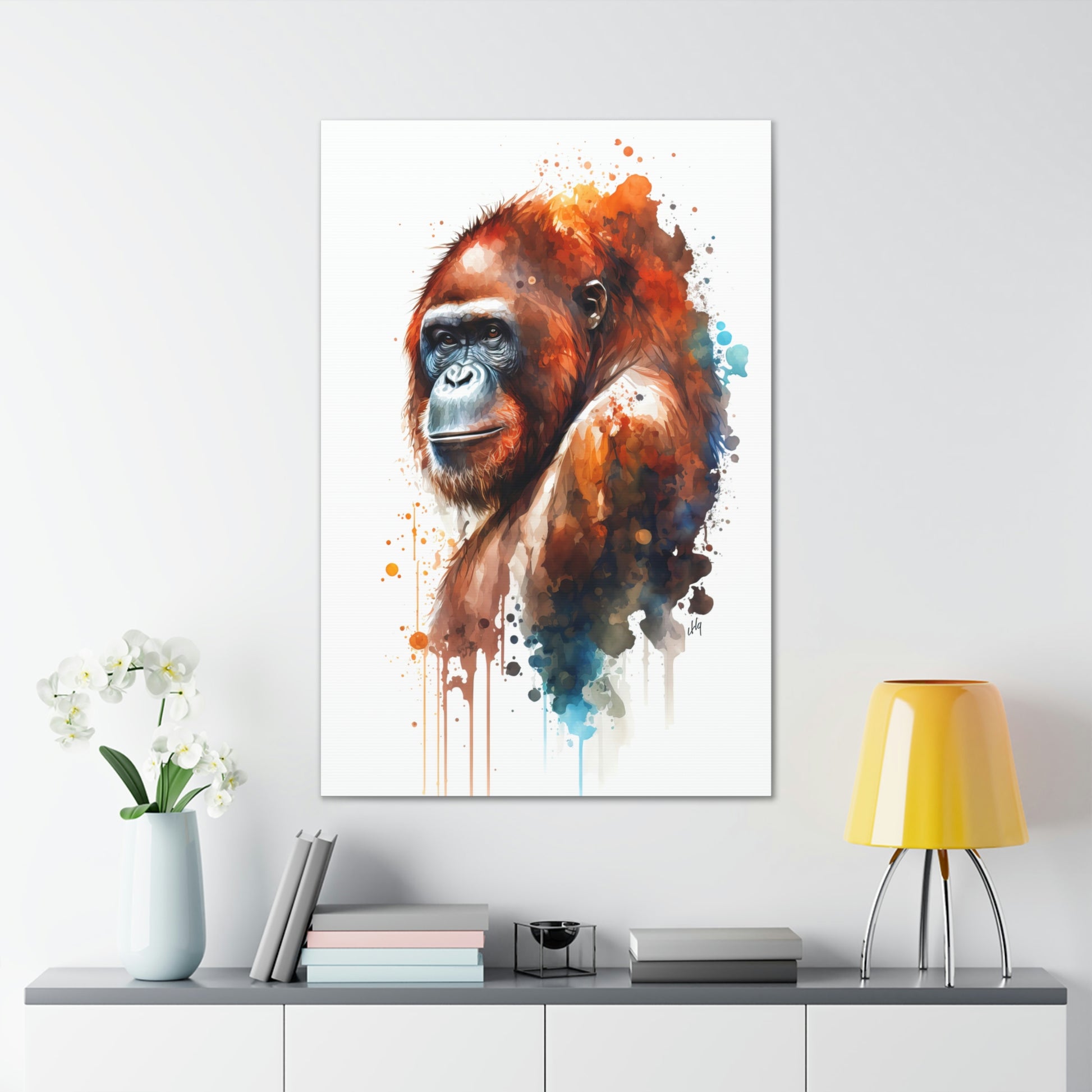 Orangutan Wall Art from our Wildlife Collection captures the soulful gaze and playful spirit of this magnificent ape on canvas. A beautiful addition for anyone keen on adding a touch of nature's charm to their living space, this piece effortlessly bridges the gap between the wild outdoors and your cozy home, making it perfect for lovers of both art and nature.