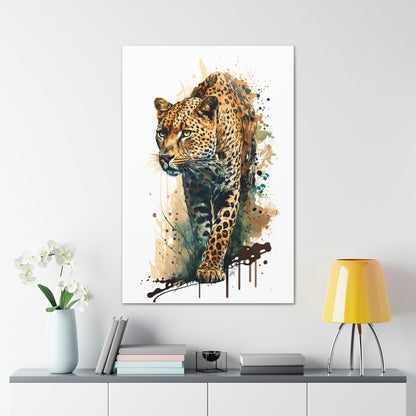 Leopard Wall Art from the Wildlife Collection, a stunning visual on canvas that captures the sleek elegance and stealth of this big cat. Ideal for enthusiasts of exquisite wall art, nature-inspired gallery settings, vibrant canvas depictions, and a blend of wilderness and contemporary home decor elegance.