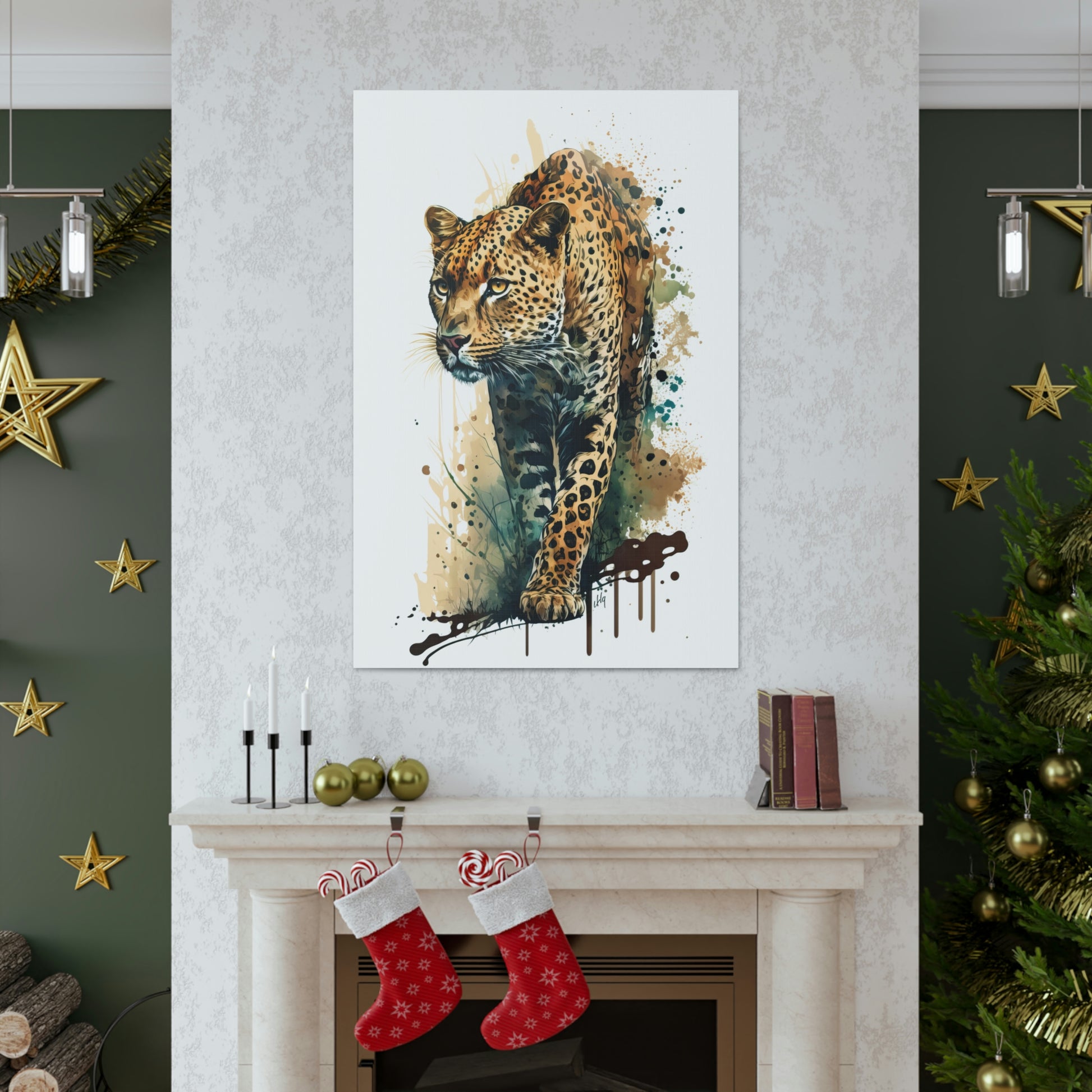 Leopard Wall Art from the Wildlife Collection, a stunning visual on canvas that captures the sleek elegance and stealth of this big cat. Ideal for enthusiasts of exquisite wall art, nature-inspired gallery settings, vibrant canvas depictions, and a blend of wilderness and contemporary home decor elegance.