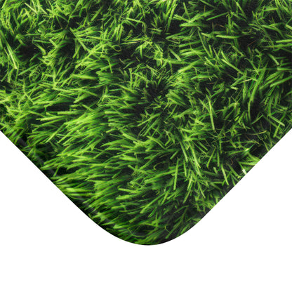 Elevate your bathroom with the freshness of nature using Walking on Grass - Decor Bath Mat. The captivating grass graphic, crafted from durable 100% microfiber, infuses your bathroom with a lush, green ambiance. Its anti-slip backside ensures stability, while the detailed binding around the edges ensures long-lasting quality.