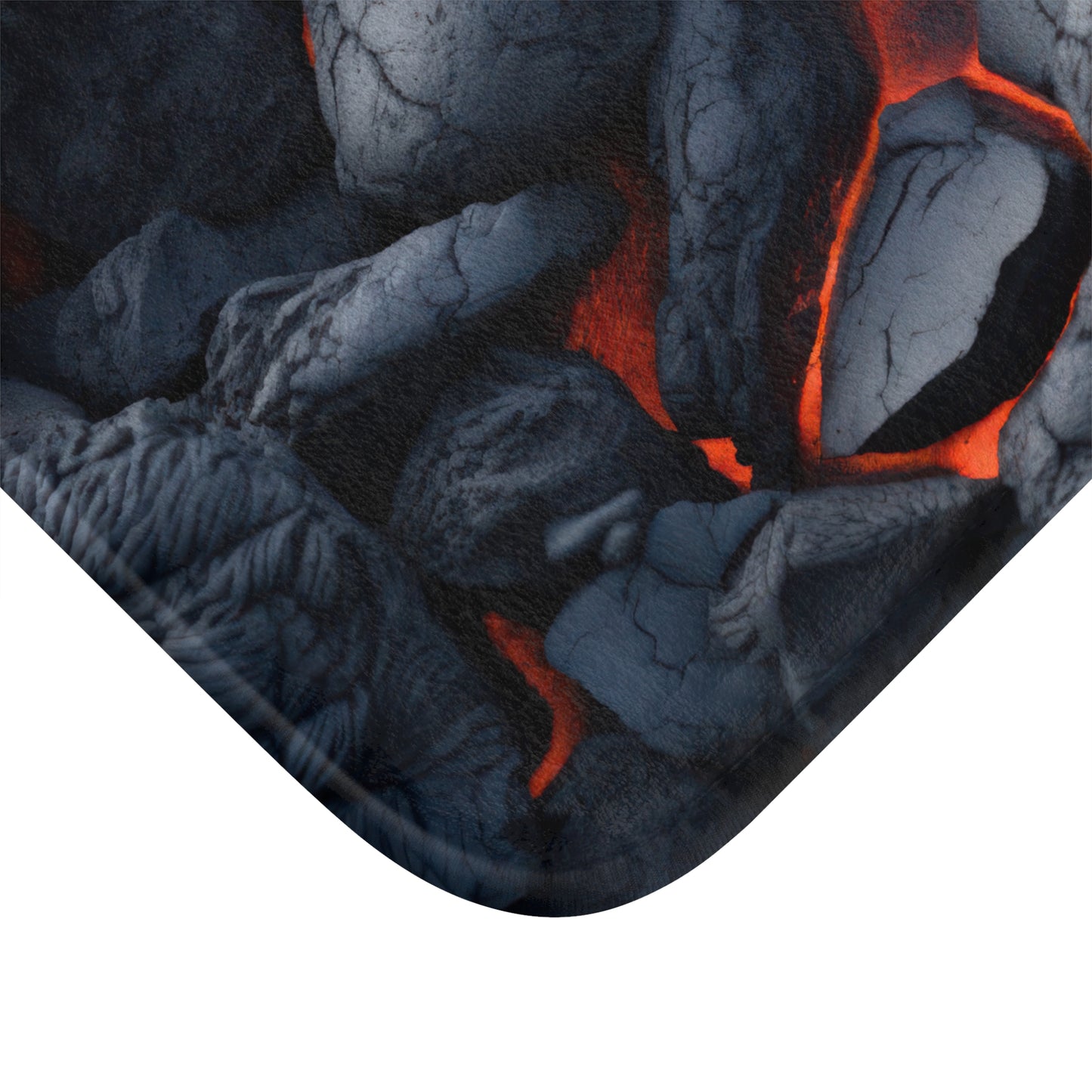 Turn up the heat in your bathroom decor with Walking on Hot Lava Rocks - Décor Bath Mat. Its fiery lava rocks design on sturdy 100% microfiber material adds volcanic energy. The anti-slip backing ensures safety and the robust edge binding guarantees lasting quality.