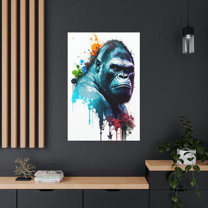 Gorilla Wall Art from the Wildlife Collection, a captivating depiction on canvas, showcasing the powerful presence and depth of this magnificent primate. A must-have for modern wall art aficionados, nature-inspired gallery displays, bold canvas masterpieces, and contemporary art decor enthusiasts.