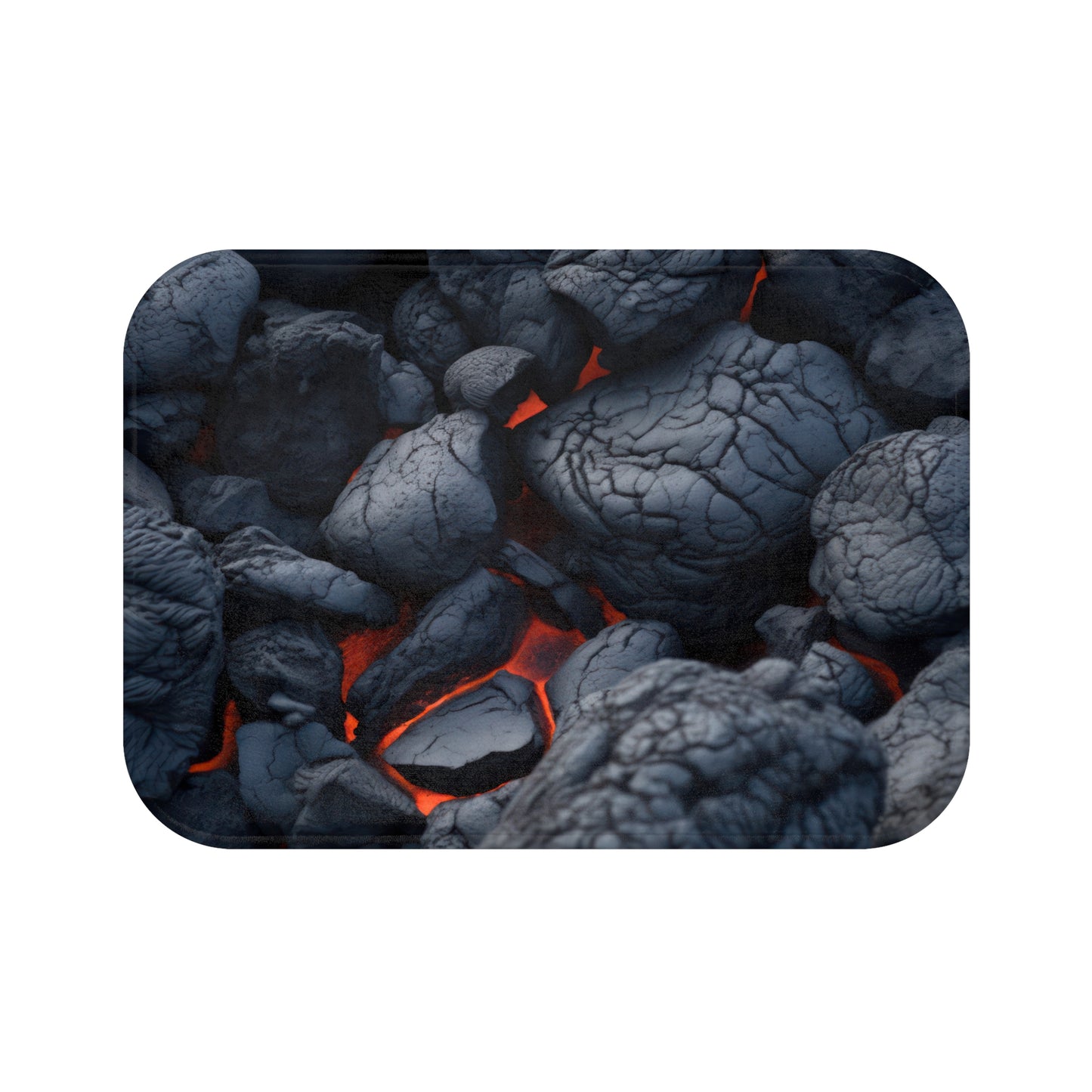 Turn up the heat in your bathroom decor with Walking on Hot Lava Rocks - Décor Bath Mat. Its fiery lava rocks design on sturdy 100% microfiber material adds volcanic energy. The anti-slip backing ensures safety and the robust edge binding guarantees lasting quality.