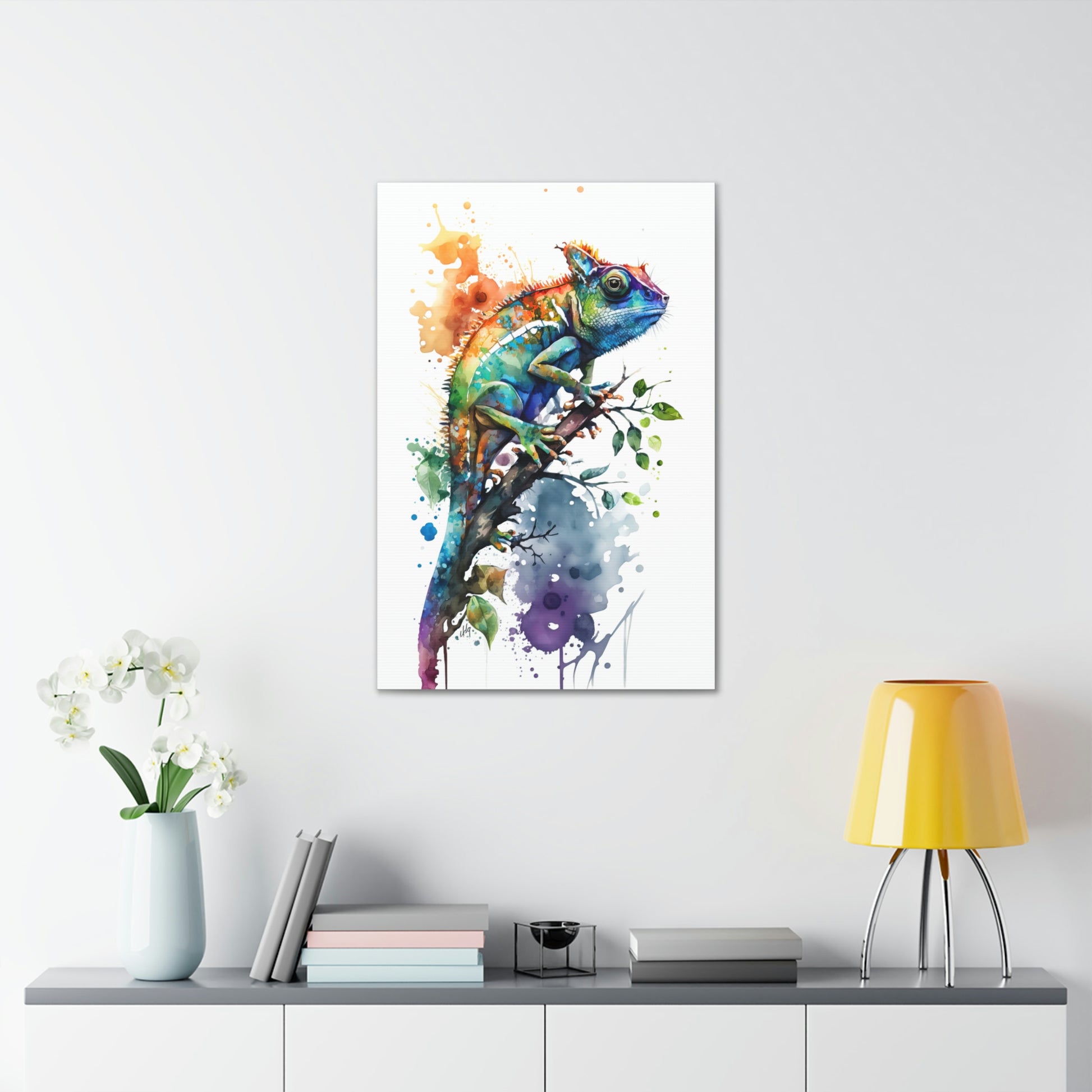 Chameleon Wall Art from the Wildlife Collection, a vivid portrayal on canvas capturing the unique essence of this adaptable creature, perfect for enthusiasts of nature-inspired decor and chic home accessories.