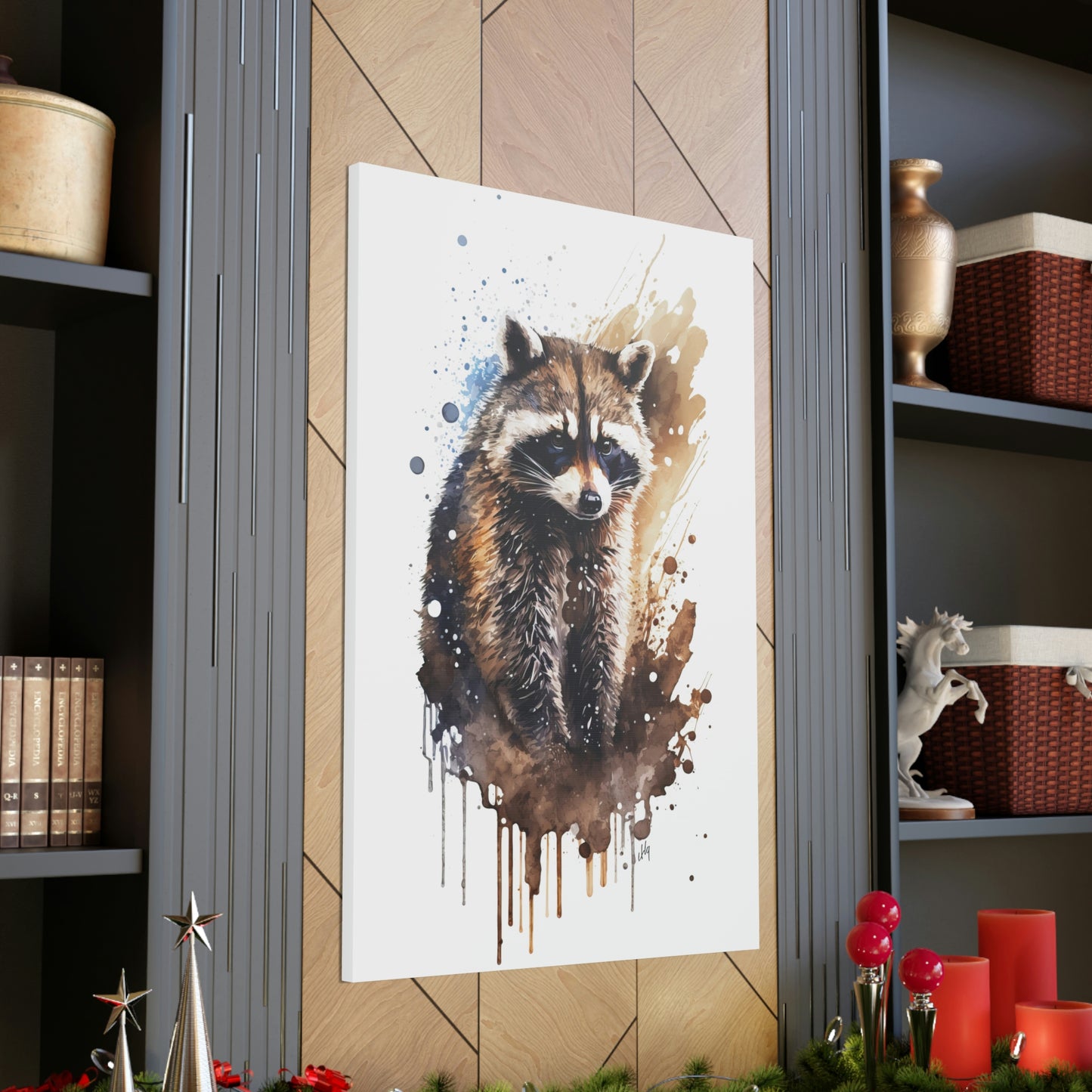 Raccoon Wall Art from the Wildlife Collection elegantly captures the curious and nimble essence of this nocturnal creature on canvas. Perfectly suited for spaces seeking a touch of natural intrigue, this piece offers a harmonious blend of artistry and nature, effortlessly complementing a diverse range of interiors.