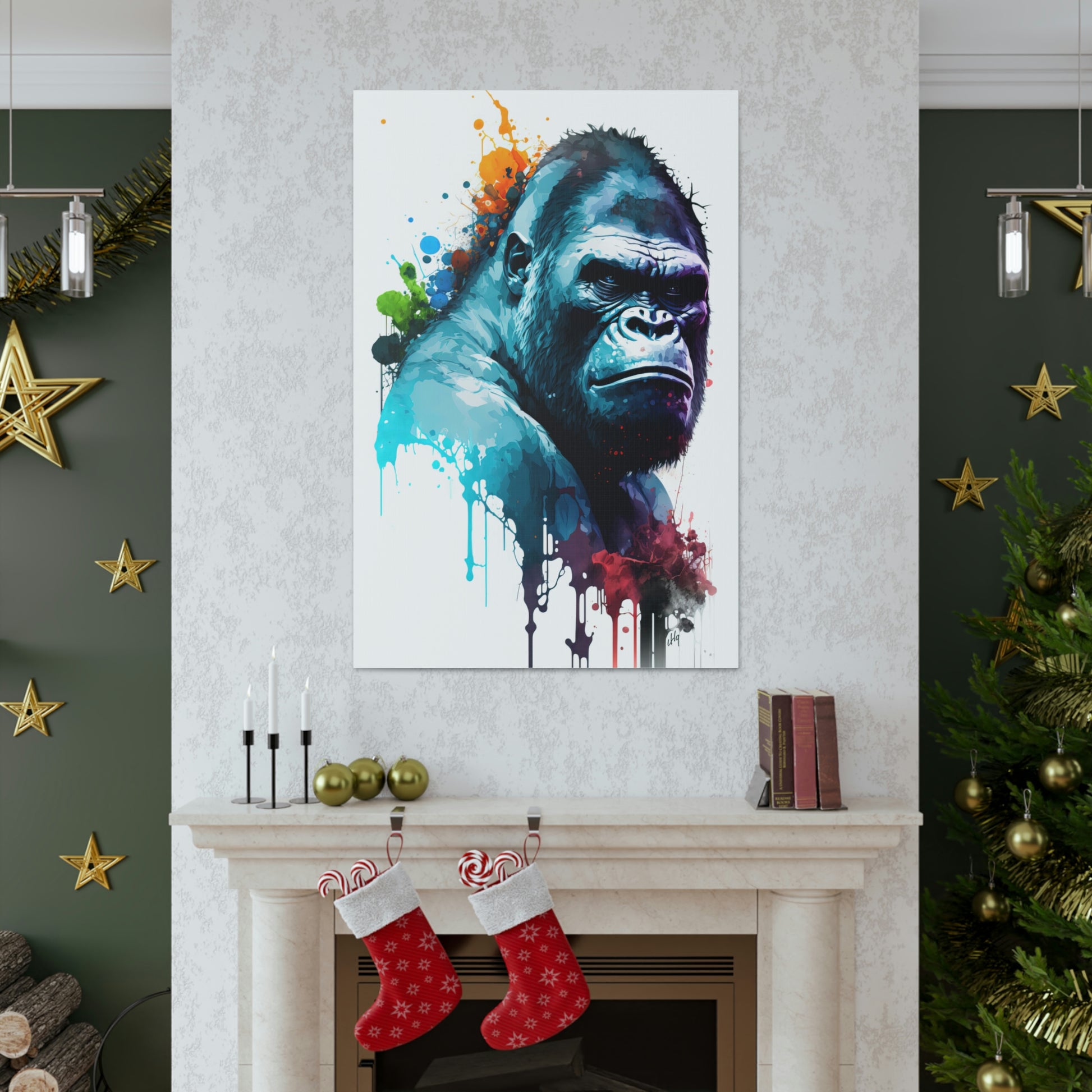 Gorilla Wall Art from the Wildlife Collection, a captivating depiction on canvas, showcasing the powerful presence and depth of this magnificent primate. A must-have for modern wall art aficionados, nature-inspired gallery displays, bold canvas masterpieces, and contemporary art decor enthusiasts.