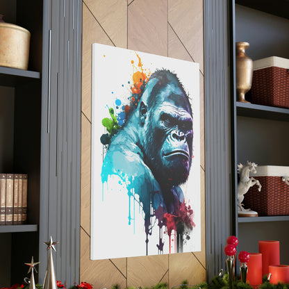 Gorilla Wall Art from the Wildlife Collection, a captivating depiction on canvas, showcasing the powerful presence and depth of this magnificent primate. A must-have for modern wall art aficionados, nature-inspired gallery displays, bold canvas masterpieces, and contemporary art decor enthusiasts.