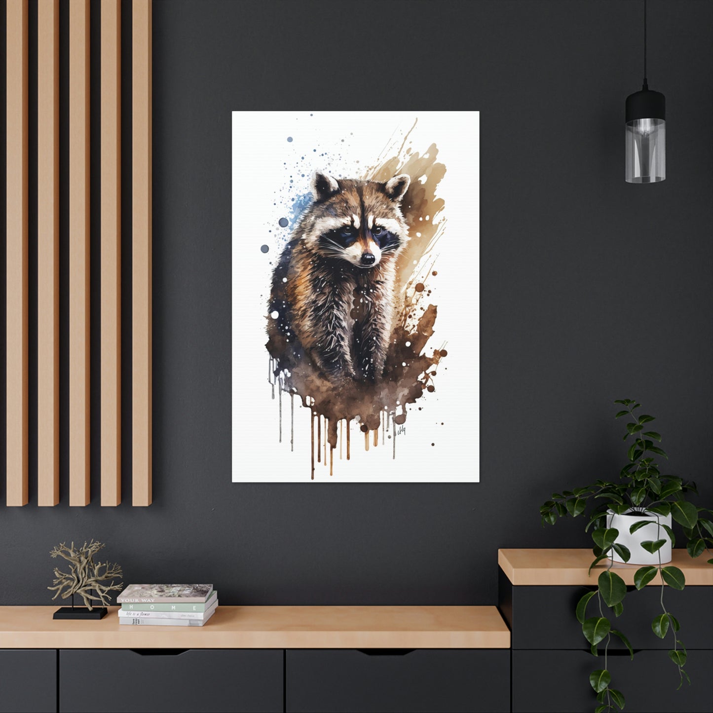 Raccoon Wall Art from the Wildlife Collection elegantly captures the curious and nimble essence of this nocturnal creature on canvas. Perfectly suited for spaces seeking a touch of natural intrigue, this piece offers a harmonious blend of artistry and nature, effortlessly complementing a diverse range of interiors.