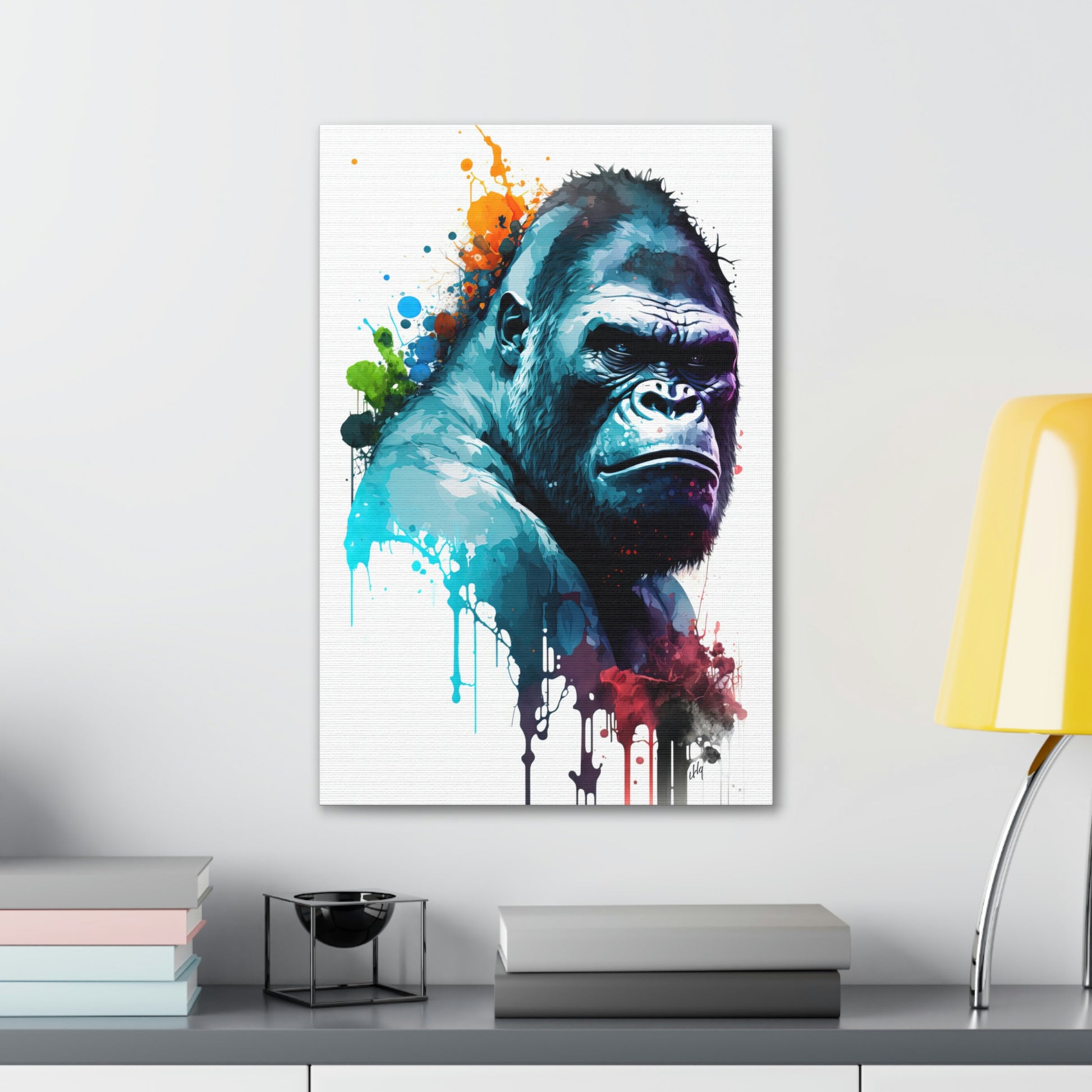 Gorilla Wall Art from the Wildlife Collection, a captivating depiction on canvas, showcasing the powerful presence and depth of this magnificent primate. A must-have for modern wall art aficionados, nature-inspired gallery displays, bold canvas masterpieces, and contemporary art decor enthusiasts.