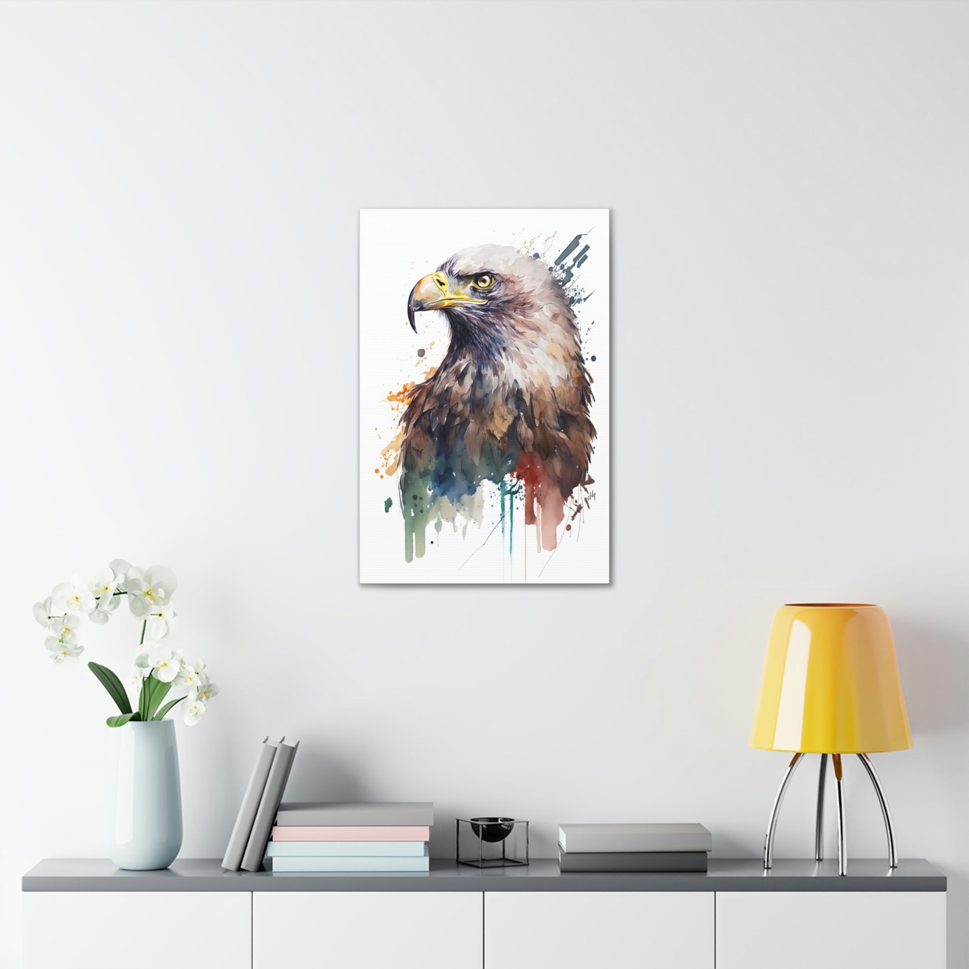 Eagle Wall Art from the Wildlife Collection, an evocative portrayal on canvas, capturing the majestic flight and spirit of this noble bird. Ideal for contemporary wall art enthusiasts, nature-inspired gallery walls, statement canvas pieces, and modern home art installations